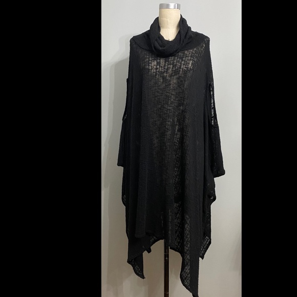 BOHO OVERSIZED COWL NECK KNIT PONCHO - Picture 1 of 4